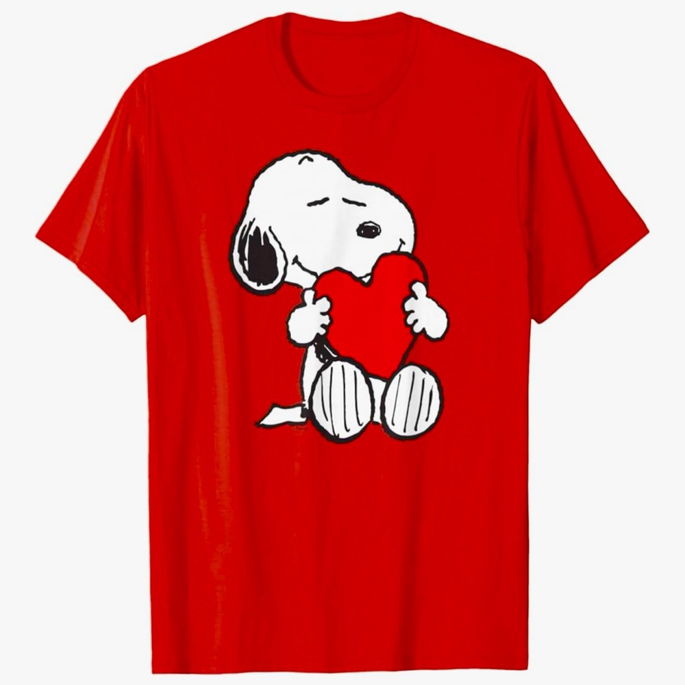 Snoopy Heart Graphic Short Sleeve Tee - Red